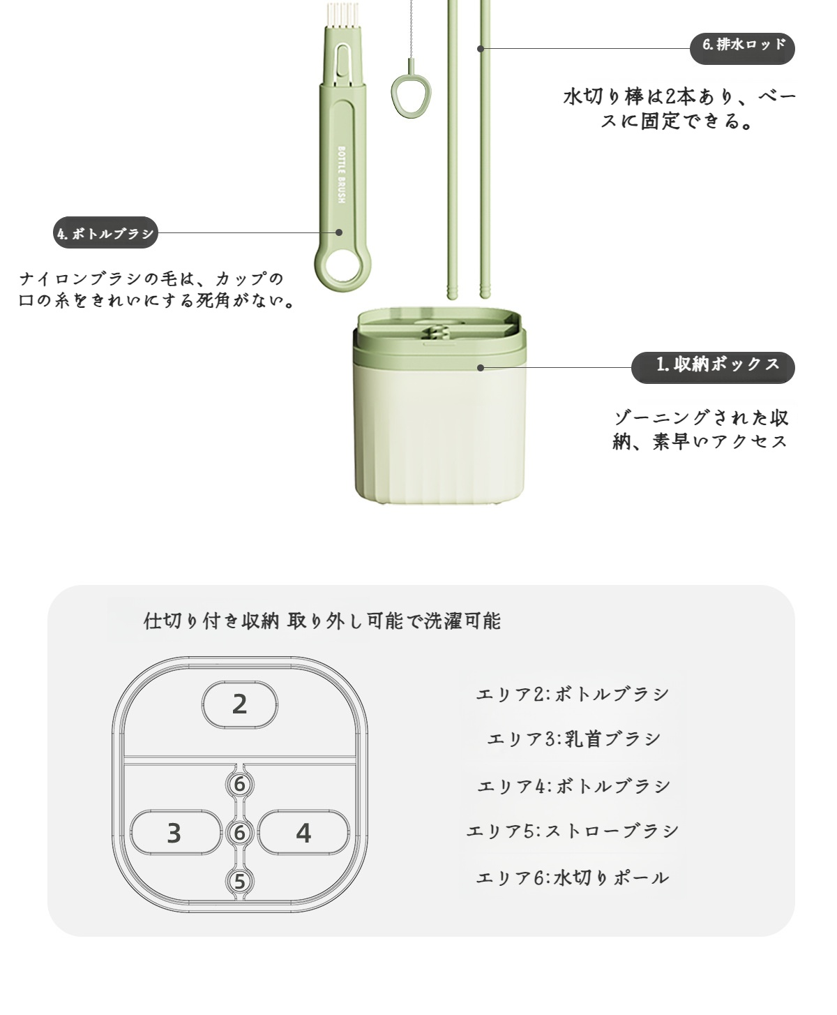 隅々まで洗える長いシリコーンブラシ