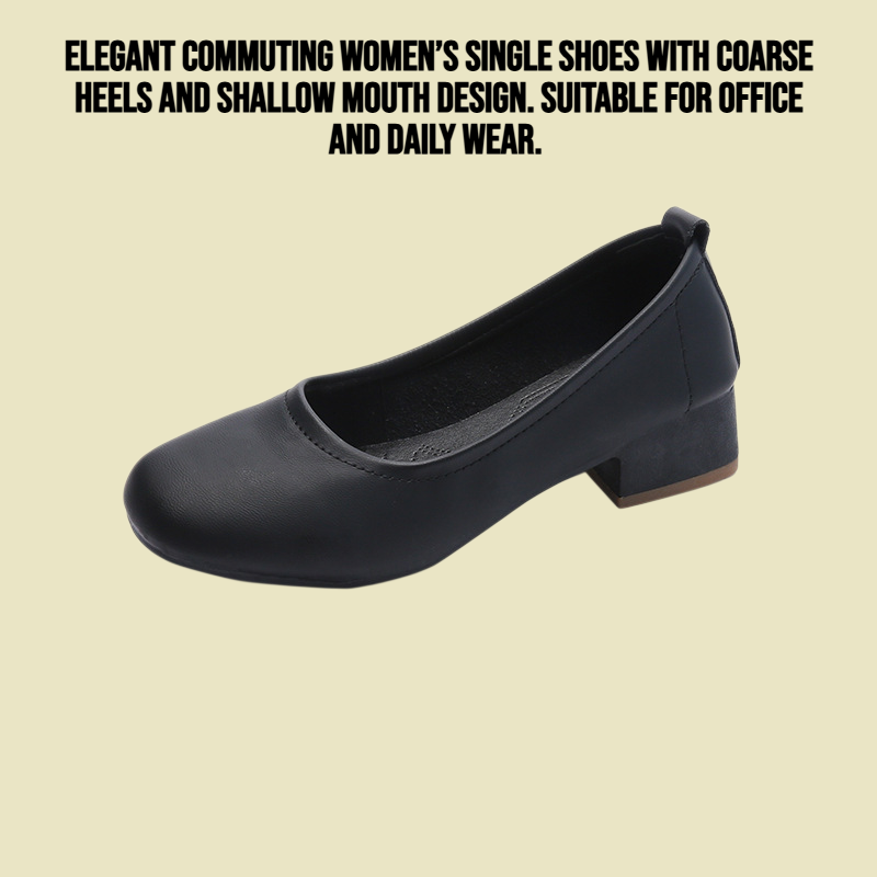 Commuting career coarse heel shallow mouth women's singles shoes