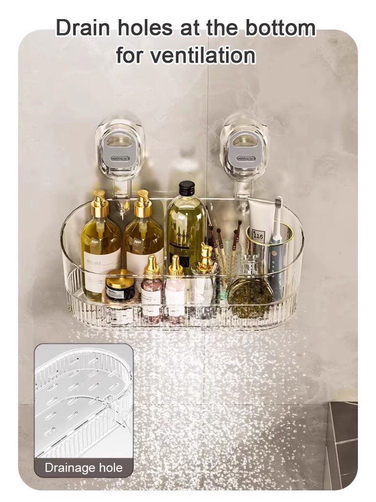 No-punch large suction cup bathroom cosmetic storage box