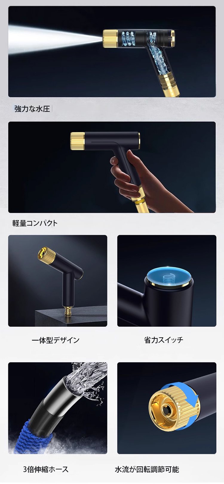 高圧洗浄機で車を洗う様子