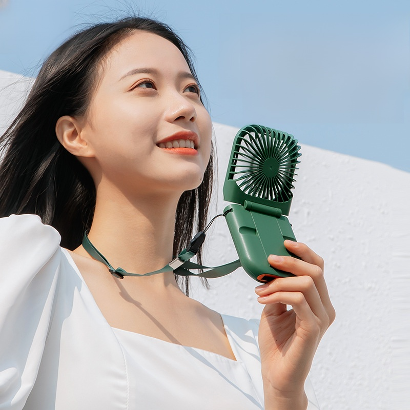 Mini Handheld Folding Portable Small Fan Hanging Neck Fan Usb Charging Ultra Slim Fan