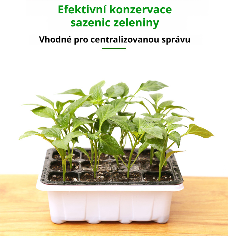 Plastový sadbovač s otvory na stole v zahradě