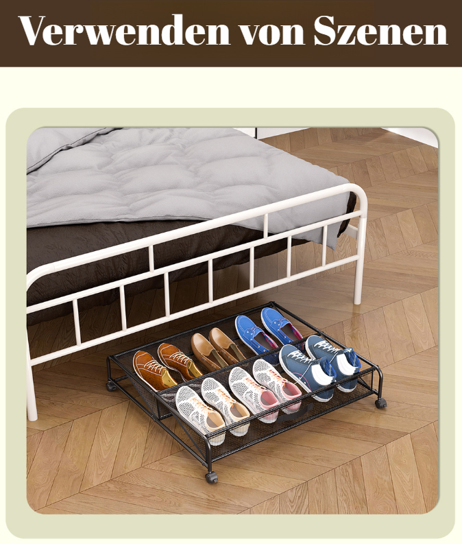 Multifunktionale Aufbewahrung unter dem Bett mit Eisenregal