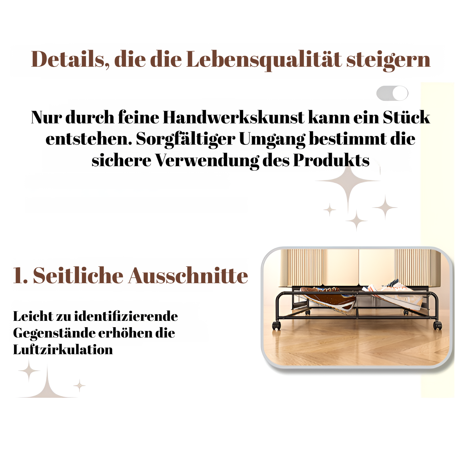 Stabiles Eisenbettregal als praktische Aufbewahrungslösung