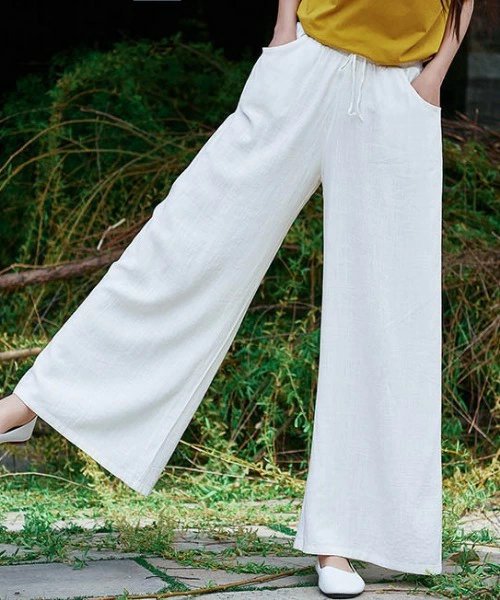 コットンリネン素材の涼しいレディースパンツ