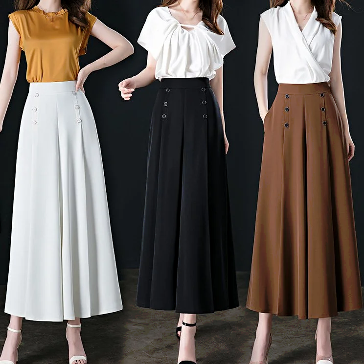 냉감 슬림 와이드 치마바지