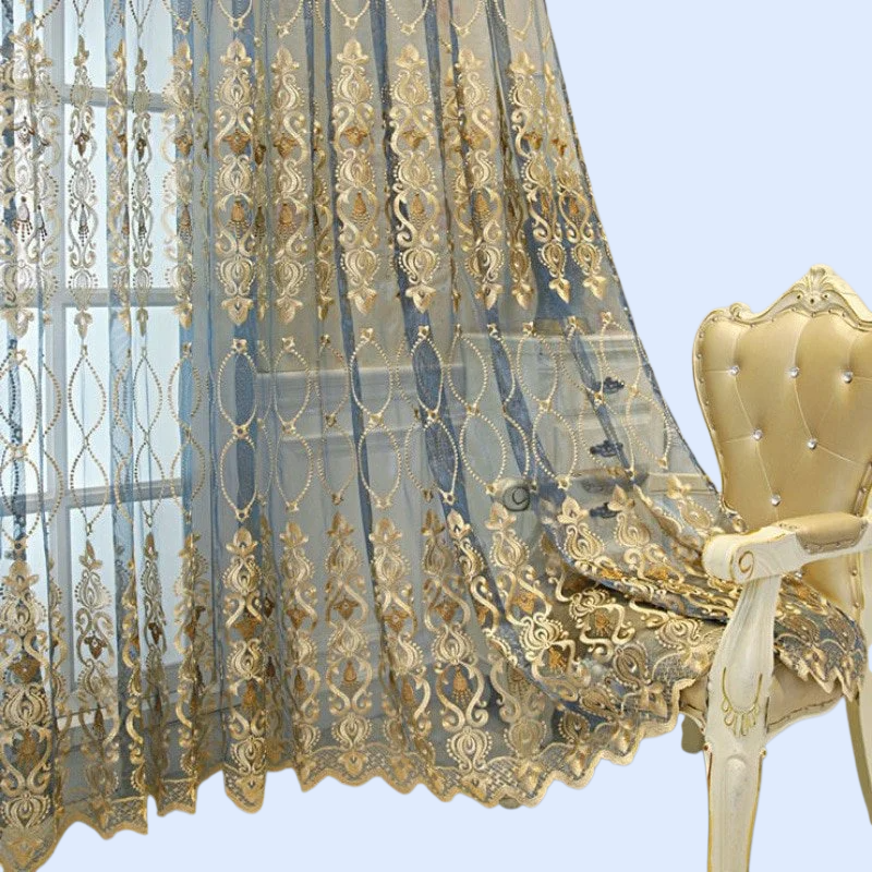 透け感のある刺繍レースカーテン・バルコニーリビング寝室用