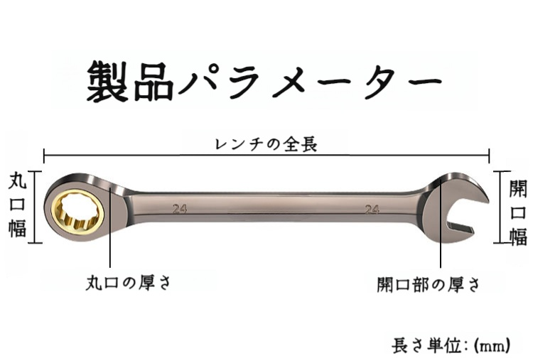 省力化梅開口部付きダブルヘッドレンチ