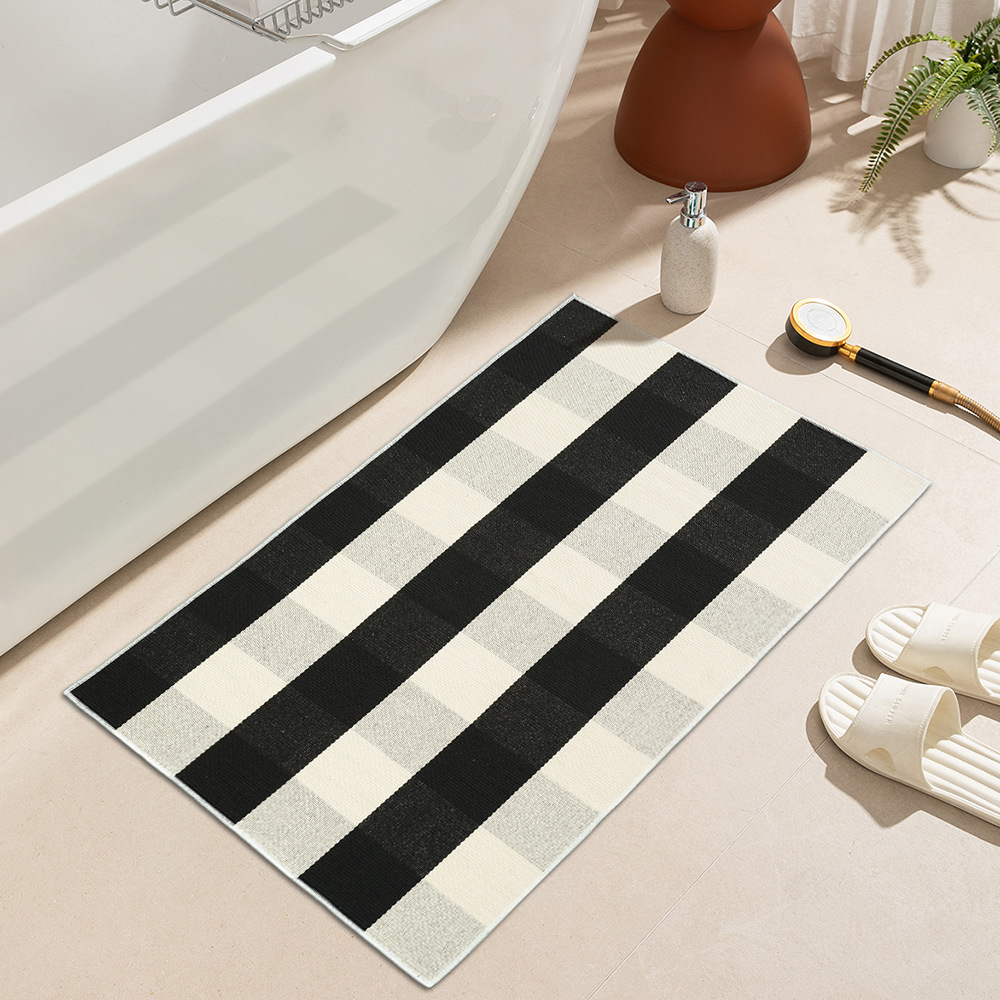 Living room kitchen bathroom outdoor porch cotton linen black and white checkered floor mat door mat