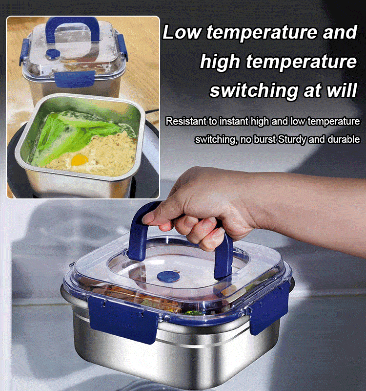 Thickened Stainless Steel Sealed Crisper Box with Handle