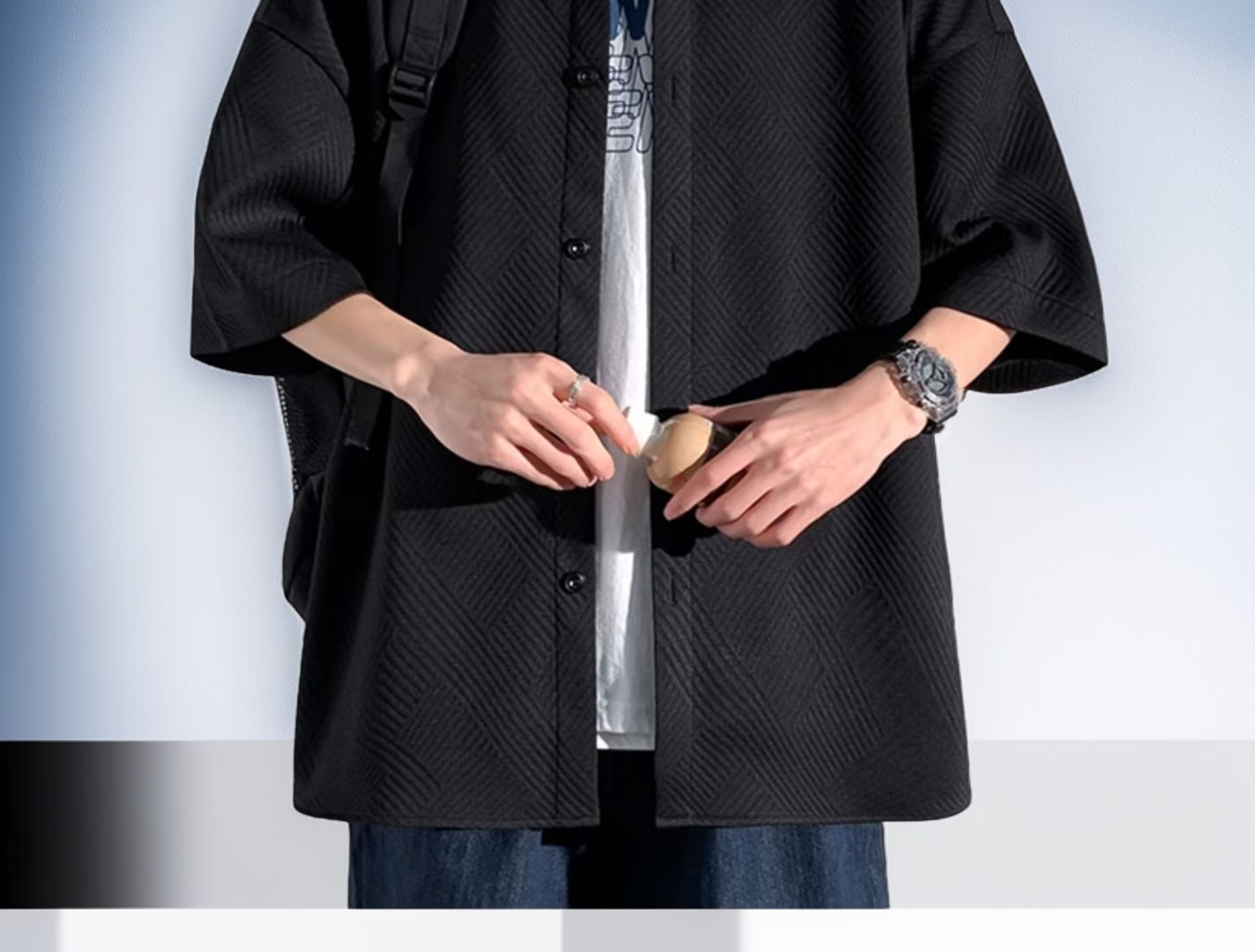 여름철 시원한 남자 화이트 셔츠 스타일링