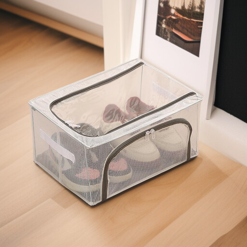 صندوق تخزين أحذية قابل للطي بسعة كبيرة مغطى ومقاوم للرطوبة