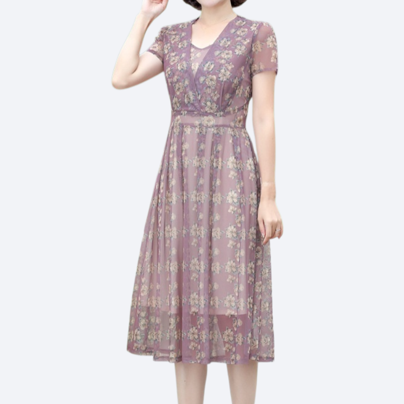 여름 신상 플라워 날씬해 보이는 V넥 시폰 원피스