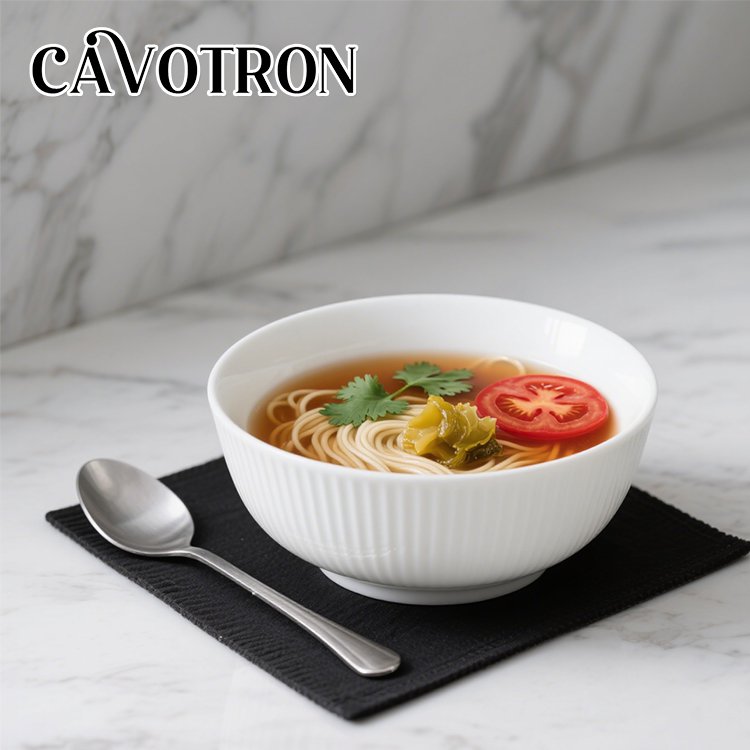 シンプルな陶器製麺鉢