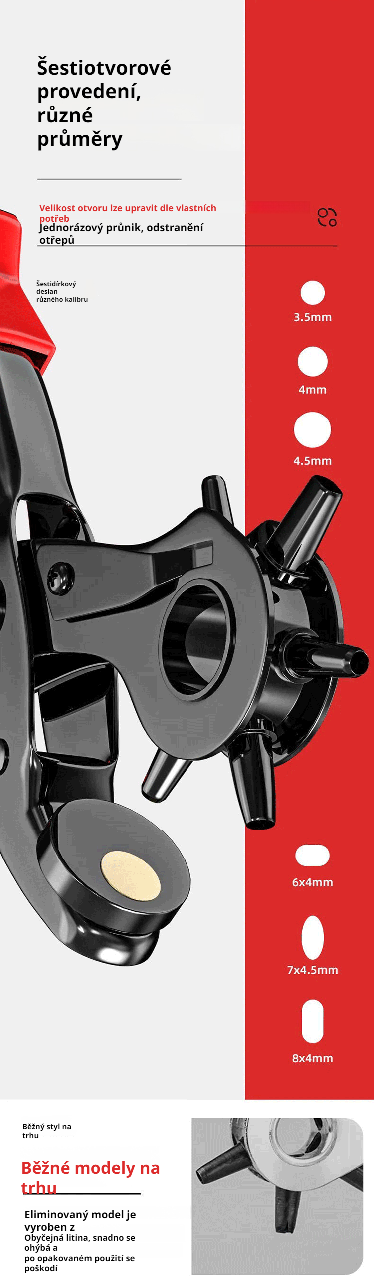 Odolný kovový děrovač na kůži