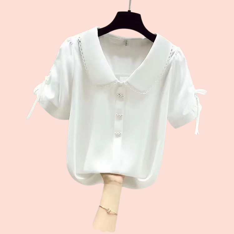 리본 타이 쉬폰 블라우스 