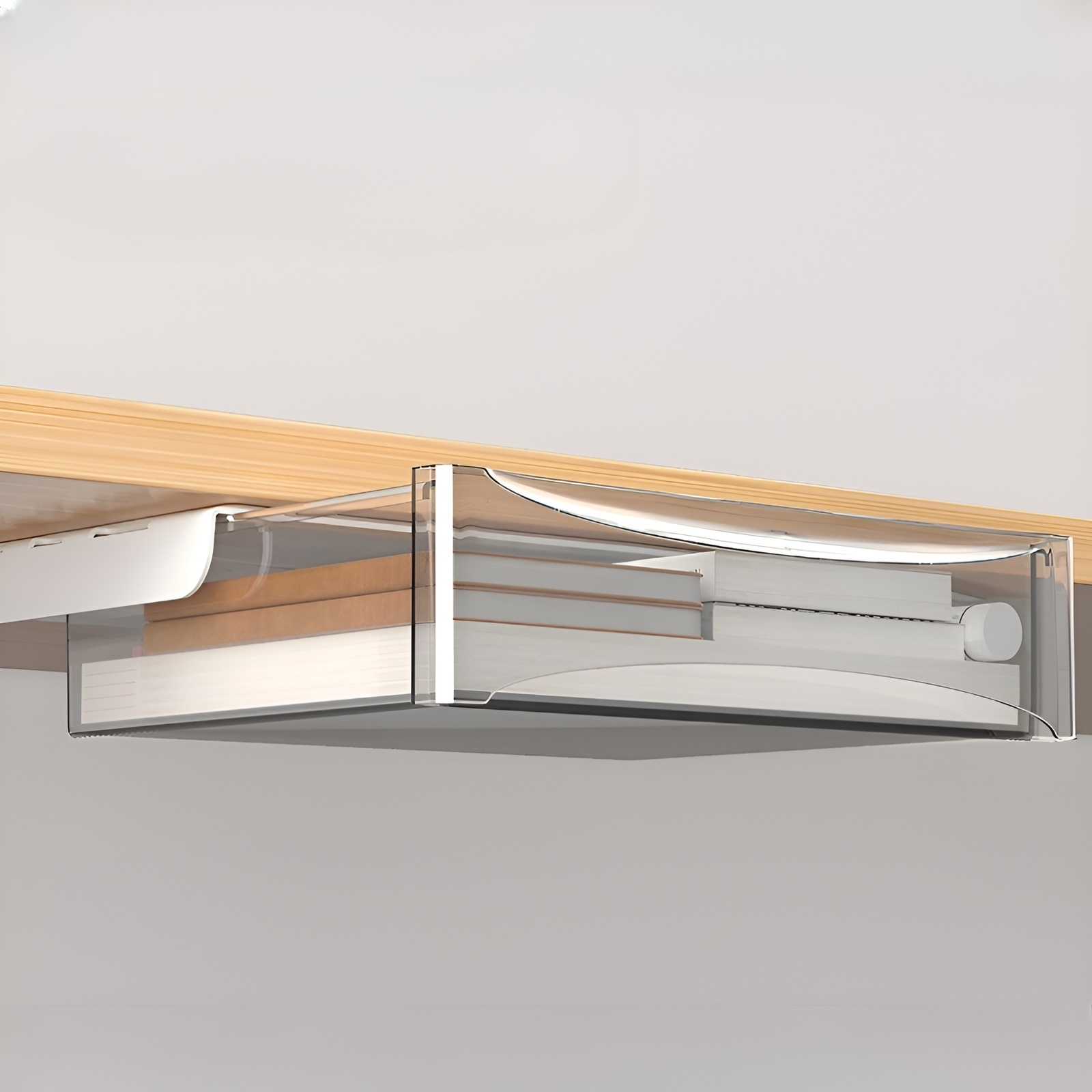 Die Schublade unter dem Tisch verfügt über einen Balken, der ohne Nägel oder Stanzen angehoben werde