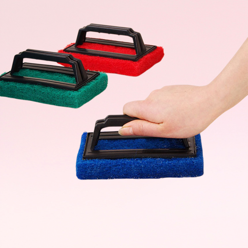 แปรงทำความสะอาดฟองน้ำขจัดคราบในครัวพร้อมด้ามจับ