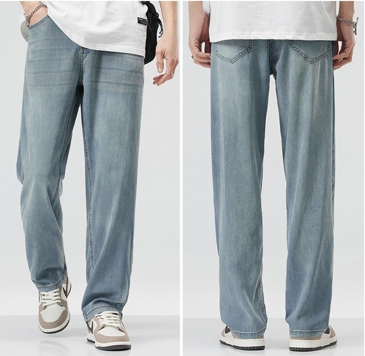 柔らかな肌触りのテンセルデニムパンツ生地アップ