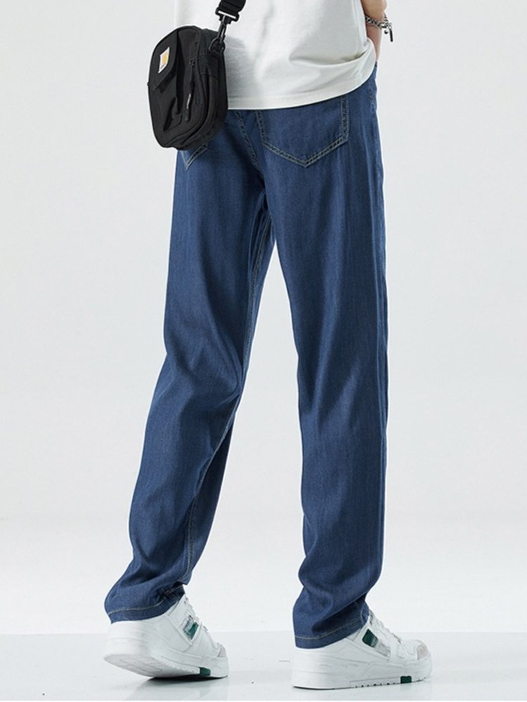 テンセルストレートクールデニムパンツ メンズ