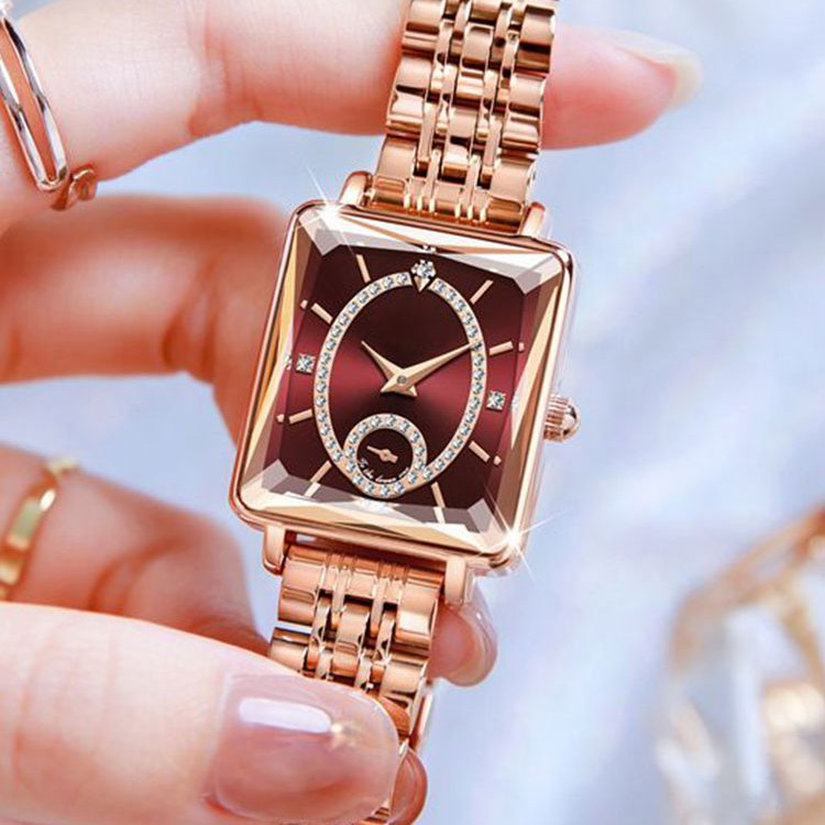 Schweizer leicht luxuriöse quadratische Intarsienuhr mit unabhängigem Sekundenzeiger