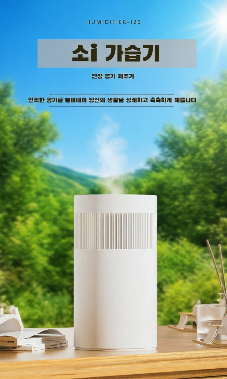 소형 미니 데스크톱 USB 가습기 전면 사진
