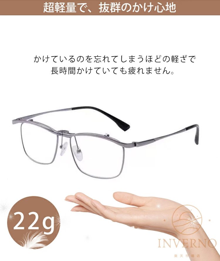 ブルーライトカット遠近両用跳ね上げ式老眼鏡