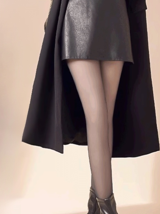 Stewardess transparent black stockings