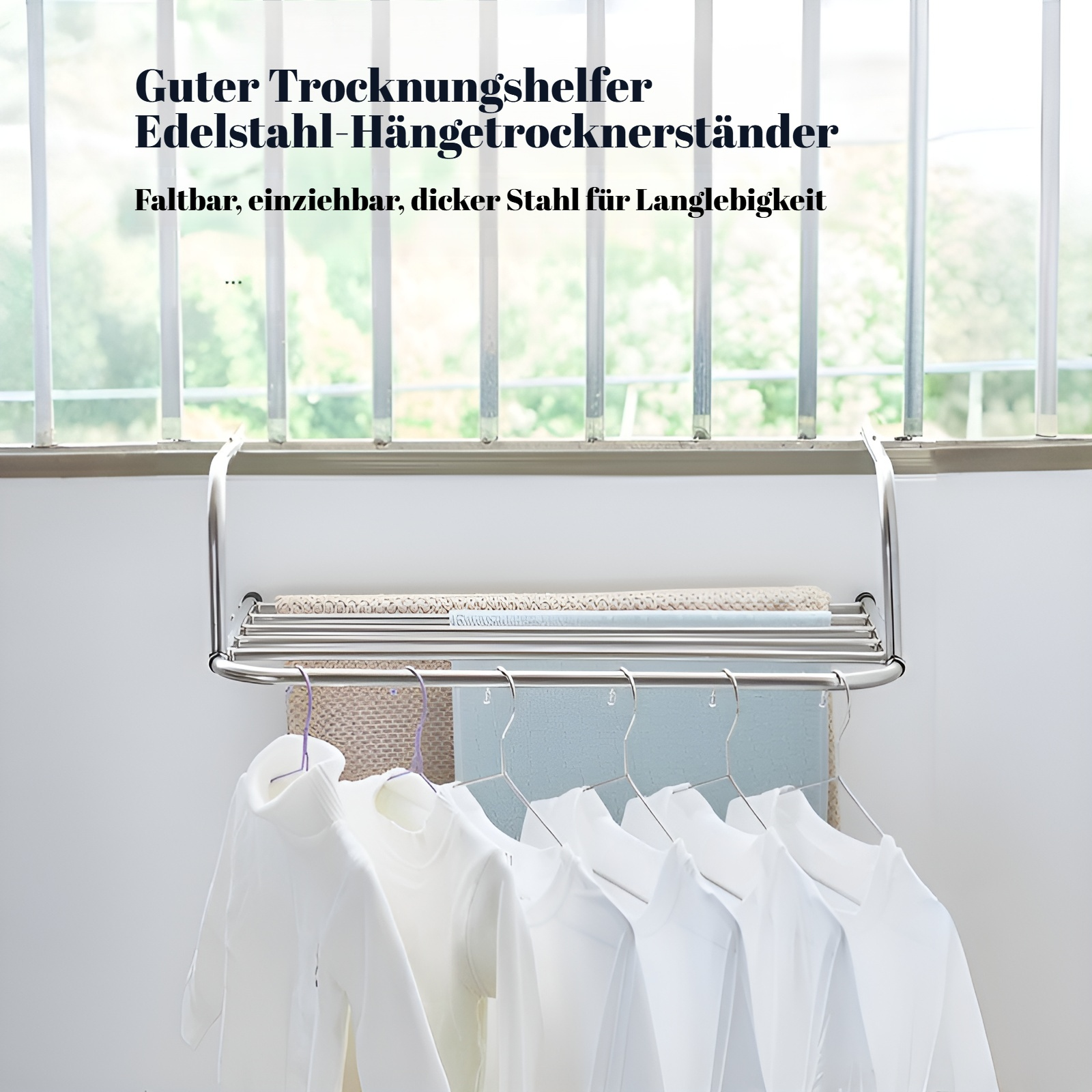 Punch-freies Edelstahl-Wäschetrockner-Gestell montiert am Innenbalkon