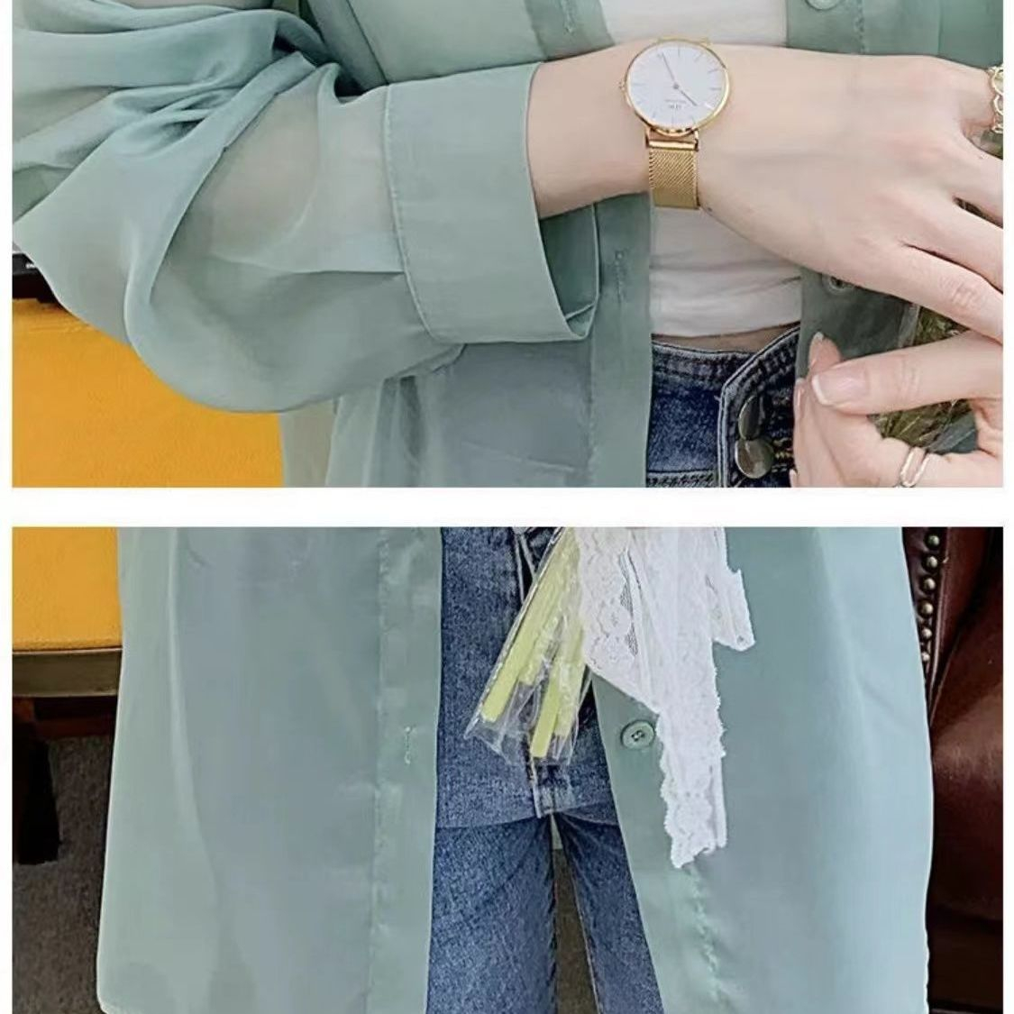 夏の女性の薄い長袖ブラウスカジュアルブラウス日焼け止めシャツ サマーシャツ薄手の日焼け止めカジュアルトップス