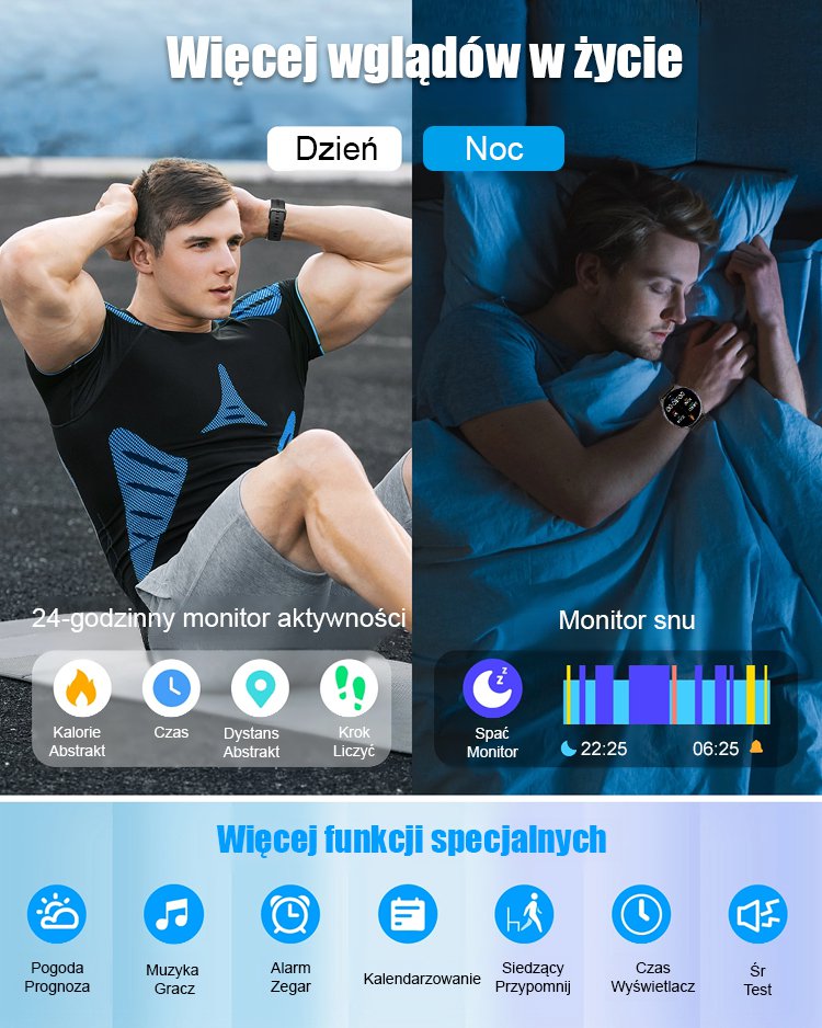 Zegarek sportowy D18 z monitorowaniem tętna i ciśnienia krwi