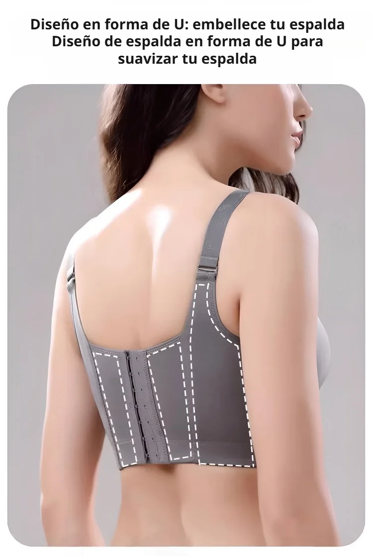 Detalle de los corchetes del sujetador anticaída para busto grande