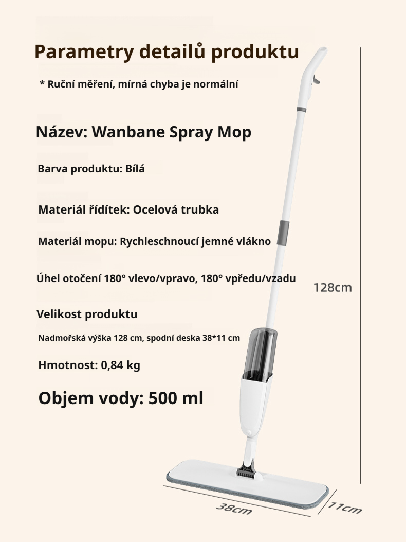 Domácí rozprašovací mop na suché i mokré čištění