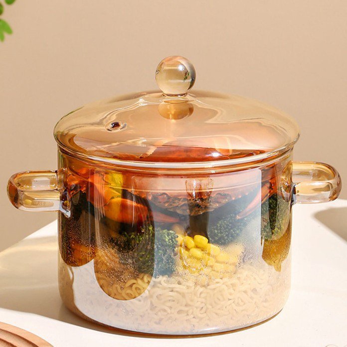 고붕소 유리 냄비 뚜껑 포함 찜 냄비