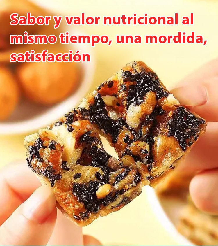 Pastelito de higo, sésamo negro y nueces