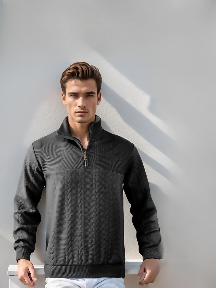 레트로 반집업 남성용 맨투맨 