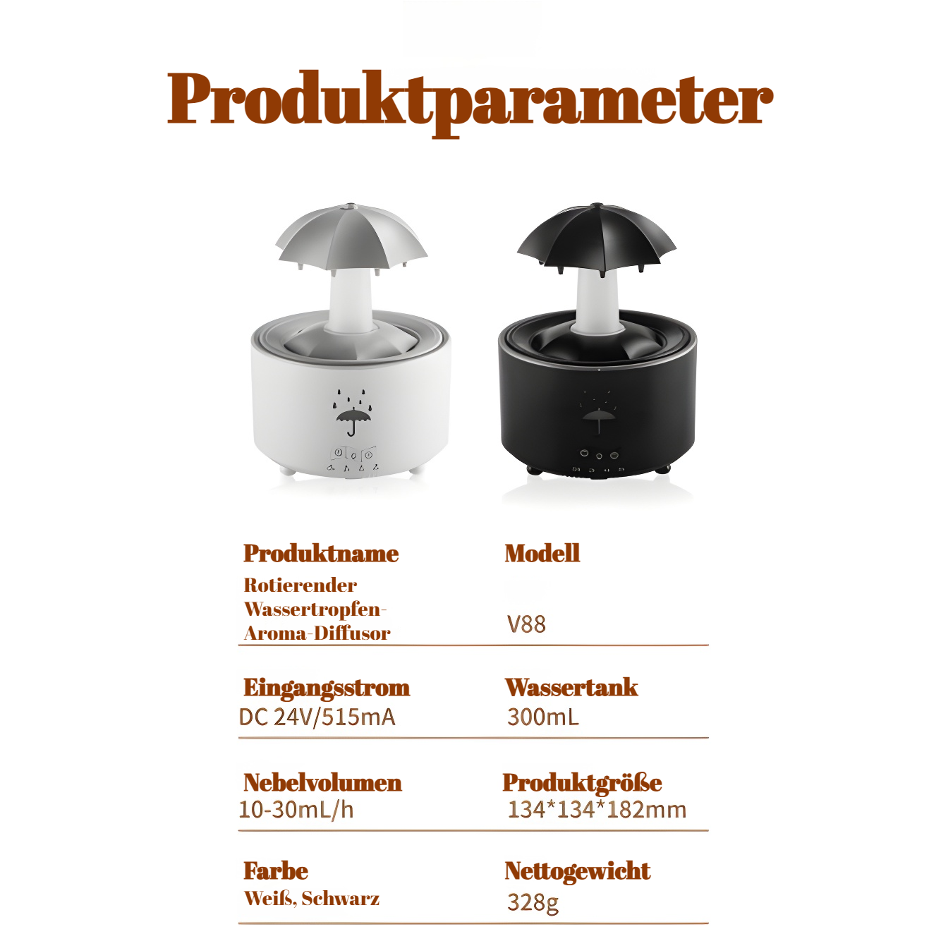 Rotierende Regentropfen-Aromatherapie-Maschine, buntes Atemlicht, multifunktionale Home-Desktop-Arom