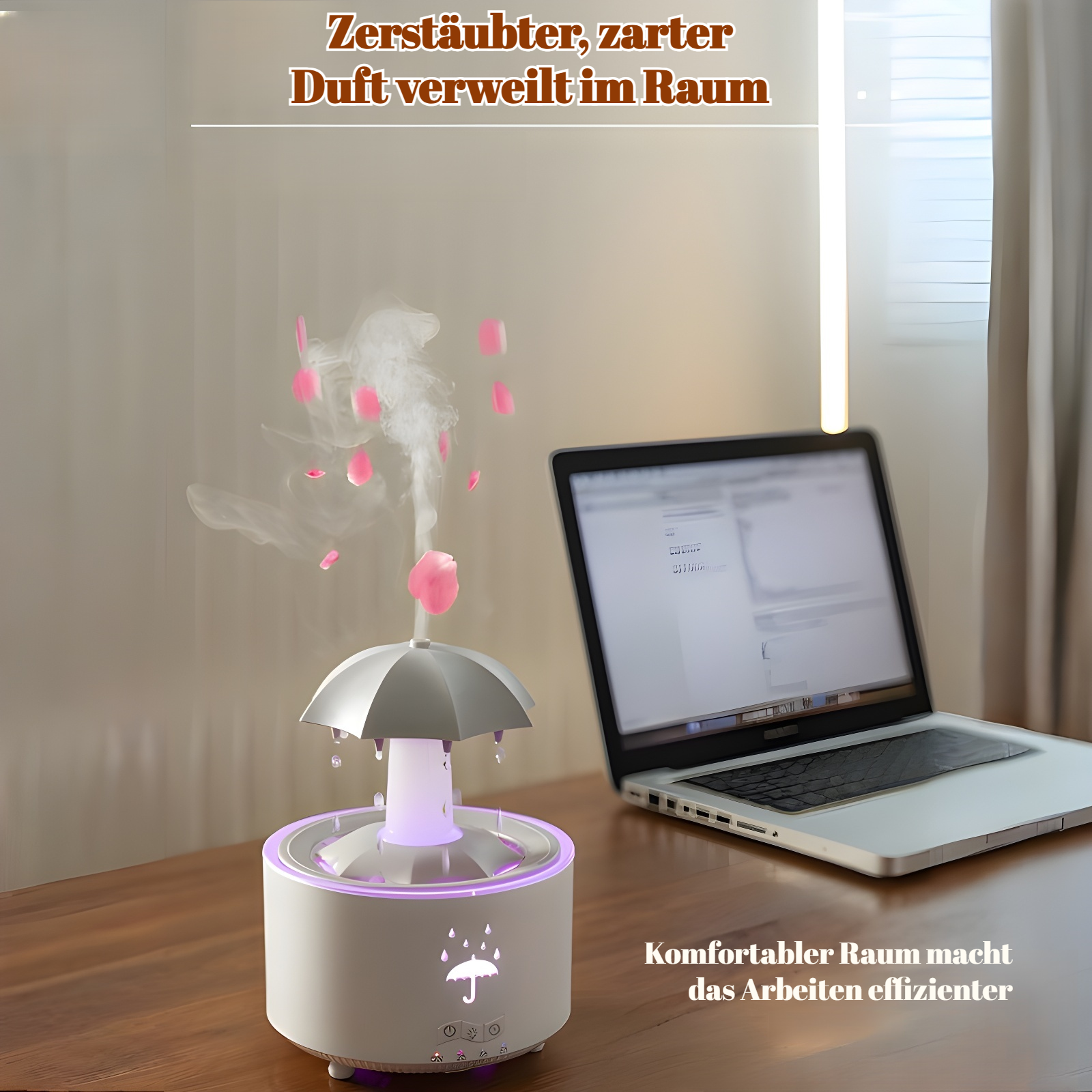 Rotierende Regentropfen-Aromatherapie-Maschine, buntes Atemlicht, multifunktionale Home-Desktop-Arom