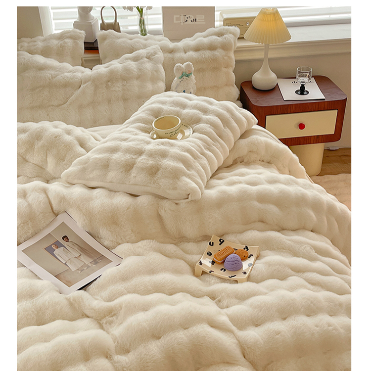 럭셔리 래빗퍼 도톰 양면 극세사 담요