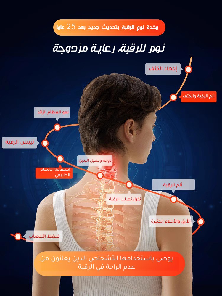 مخدة طبية لتدليك وتقويم الرقبة بخصم 50%، نوم عميق لـ 8 ساعات وتخفيف فوري للألم