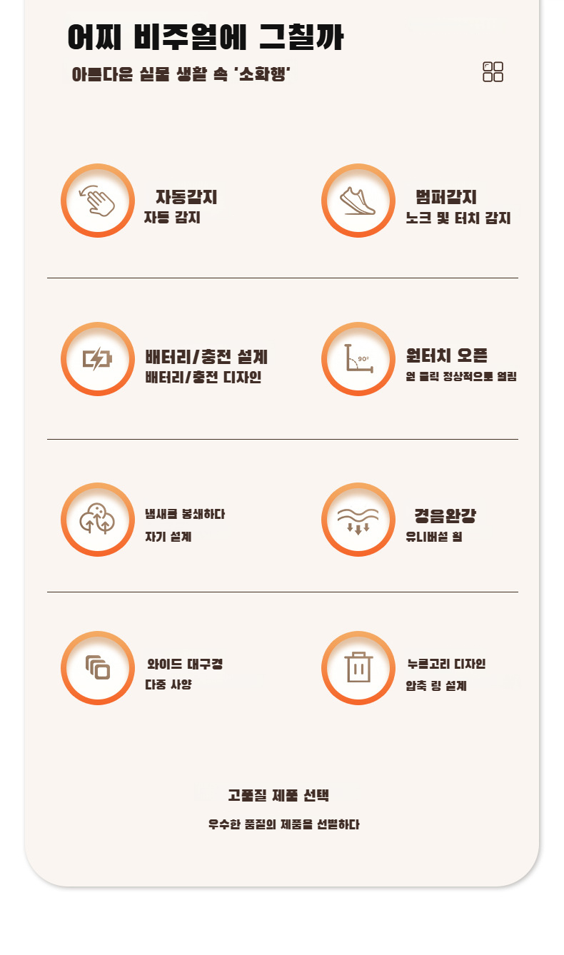 욕실에 놓인 자동감지 휴지통