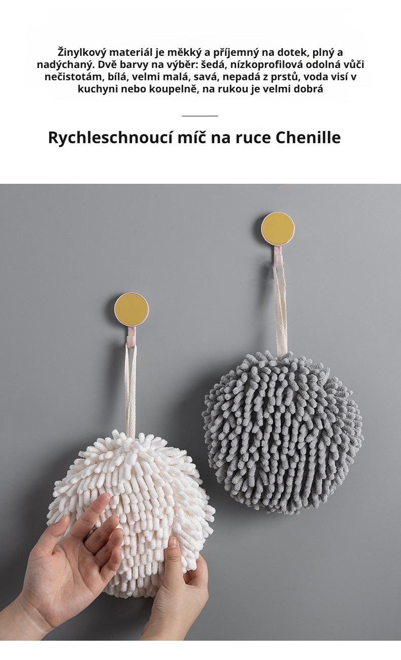 Luxusní závěsný míček z chenille v koupelně