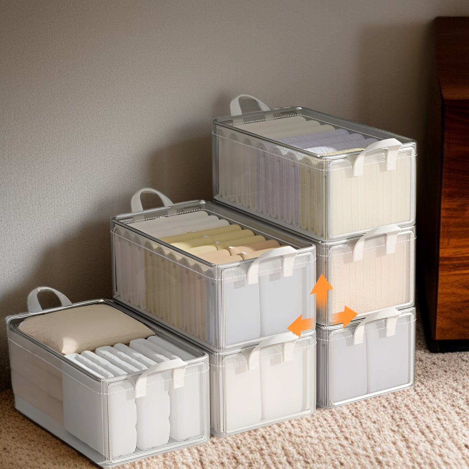 8個パック 衣類収納ボックス 家庭用衣類・パンツ収納ボックス ワードローブ 階層型収納 アーティファクト収納フレーム バスケット