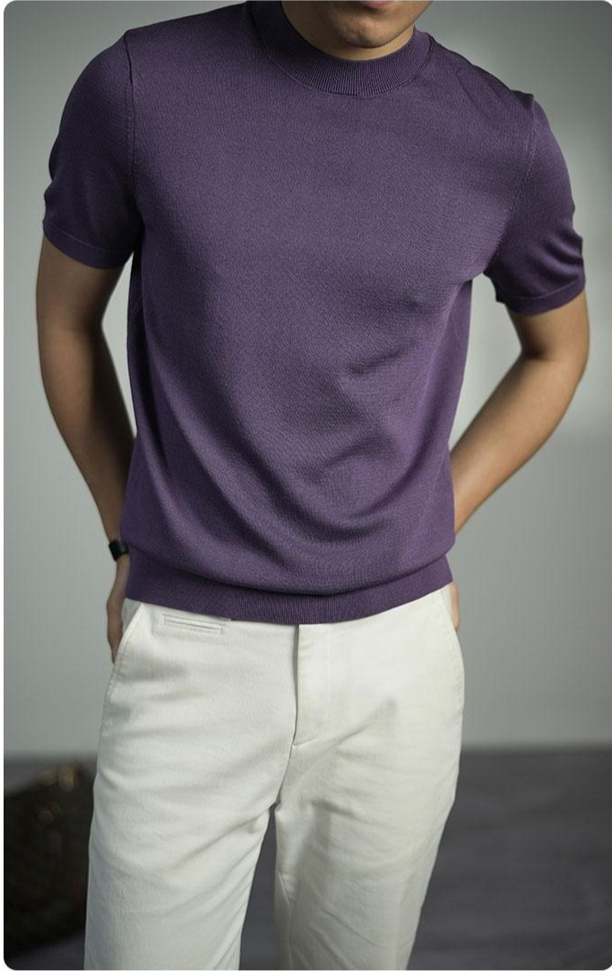 春夏に最適なメンズニットTシャツの着心地イメージ