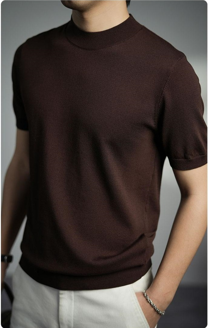 洗練された印象のインポート糸メンズTシャツ全体画像