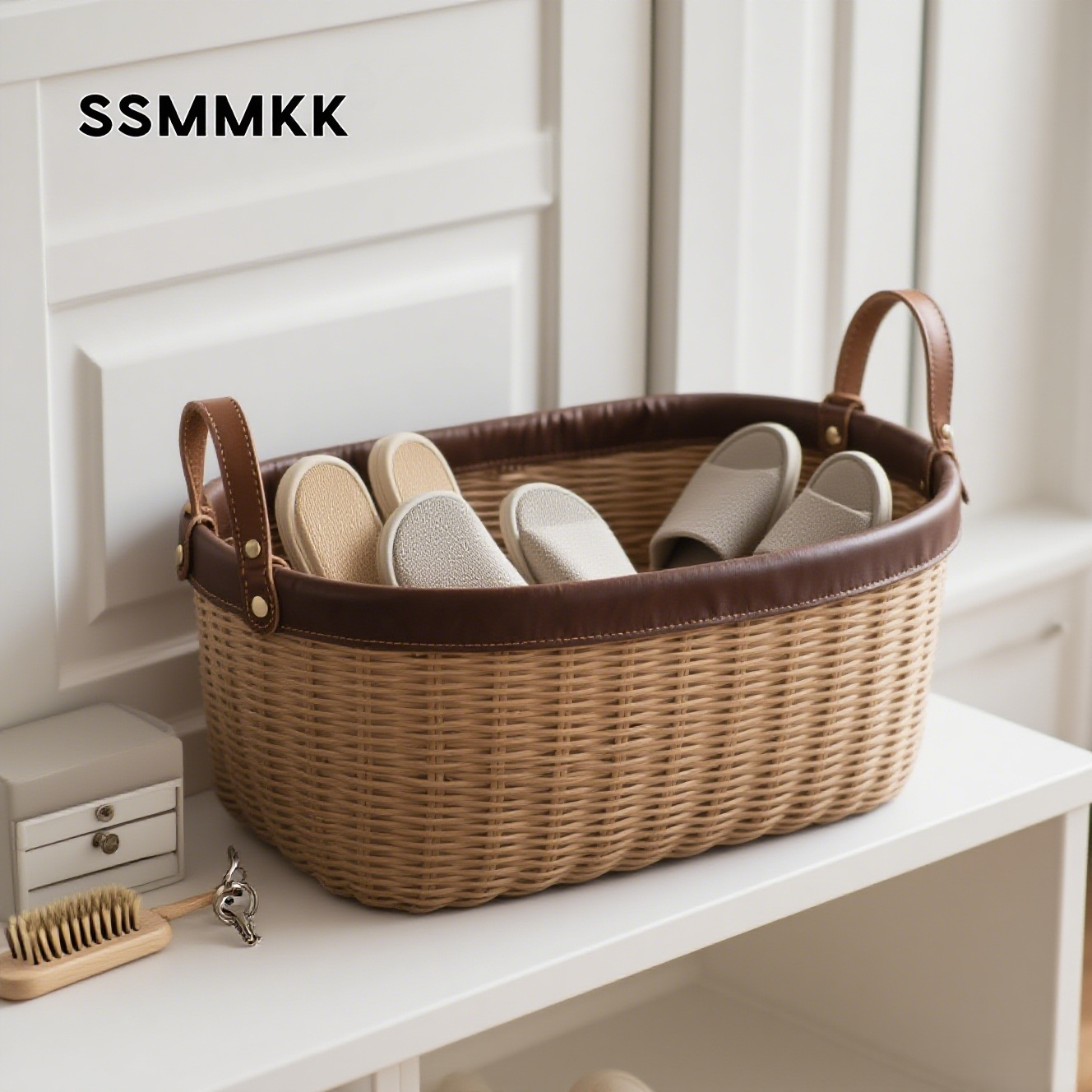 編み込み収納バスケット