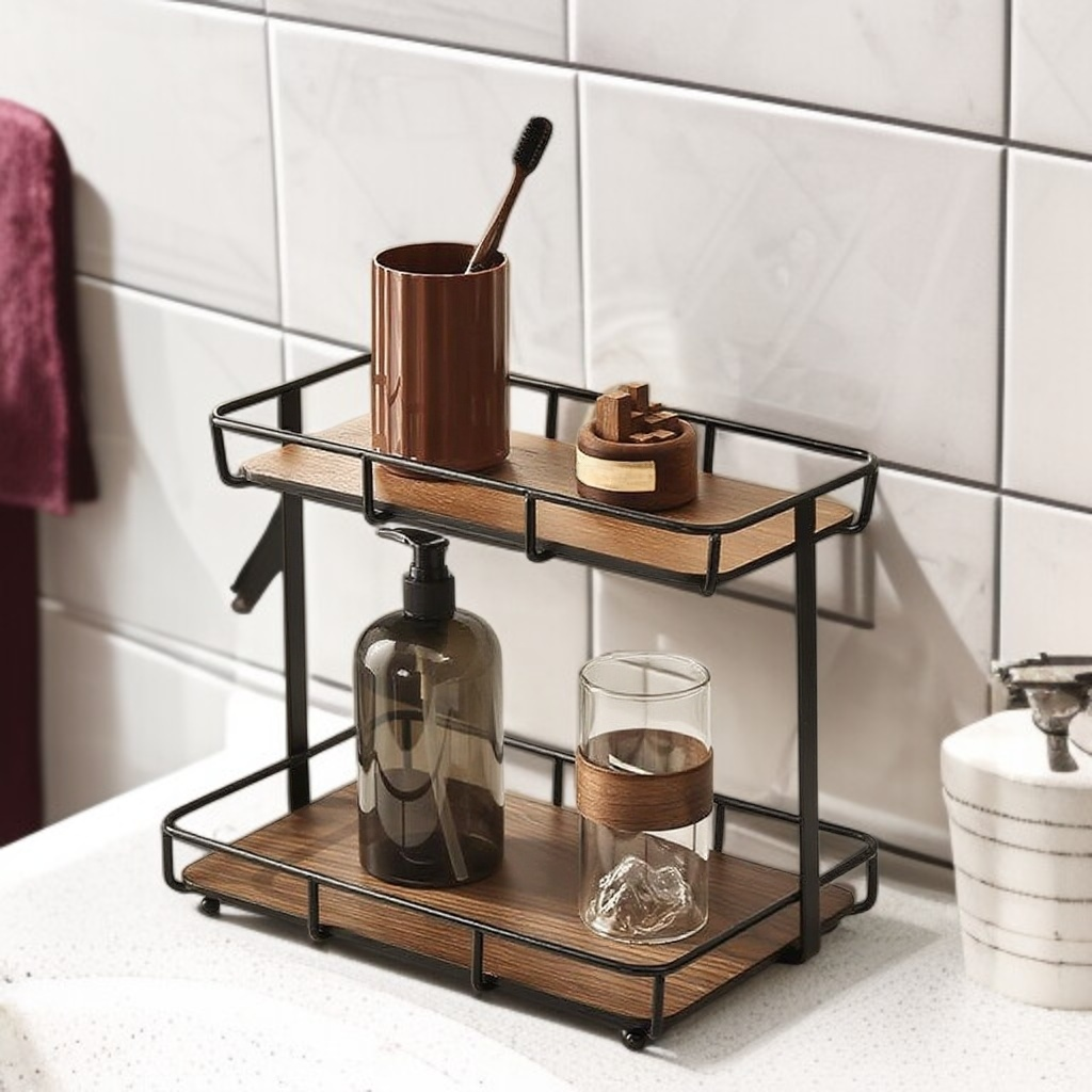 호두나무 화장실 테이블 거치대