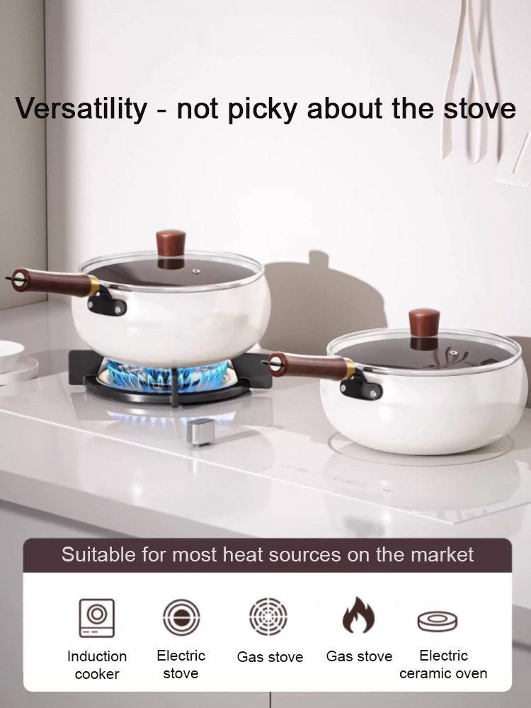[Uncoated, Stove Compatible] Multifunctional Titanium Ceramic Large-Bellied Non-Stick Pan