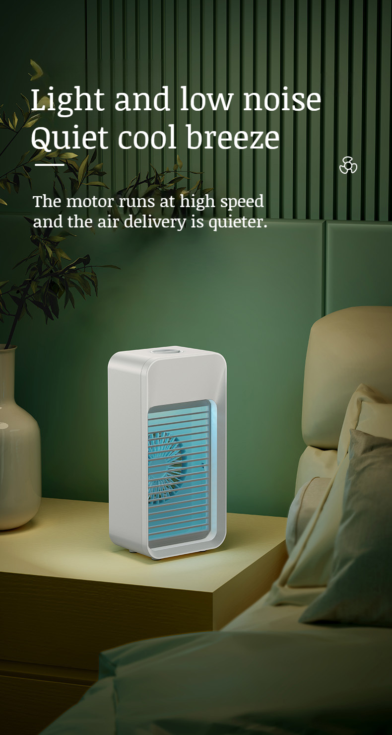 User adjusting settings on mini mobile air conditioner