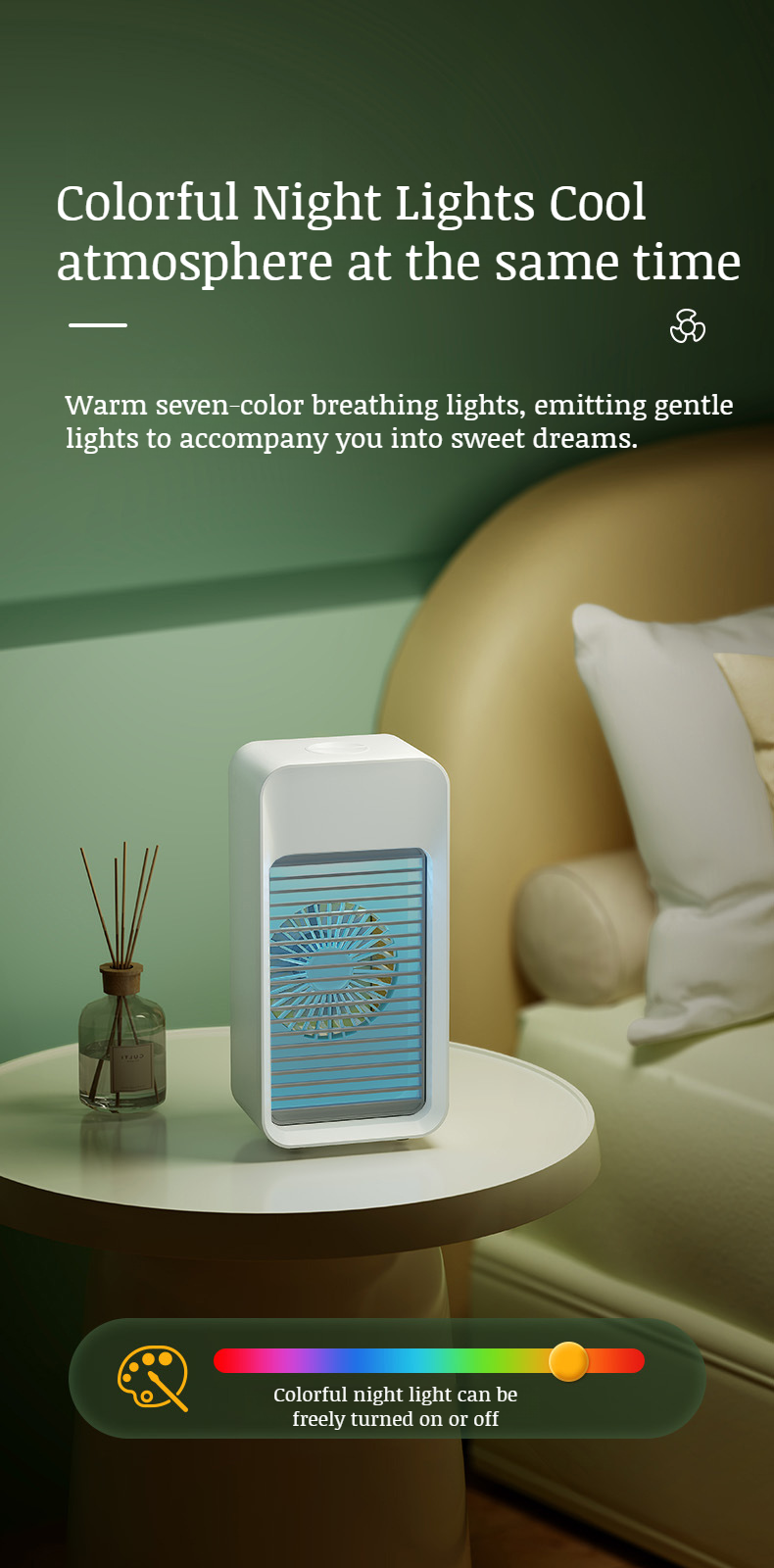 Modern desktop fan with air cooling and humidifier